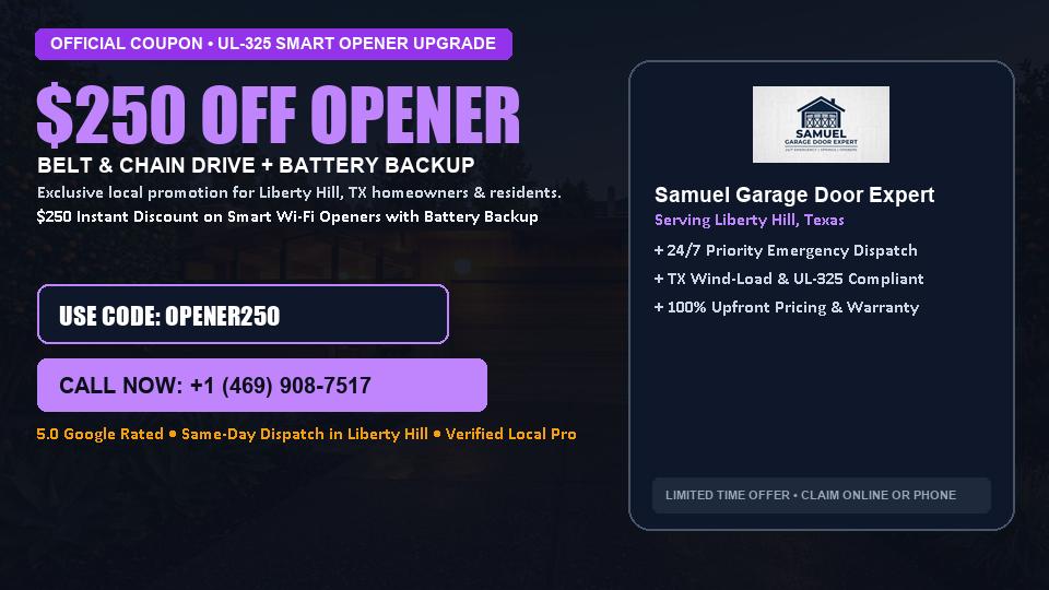 Samuel Garage Door Expert $250 OFF Premium LiftMaster Opener Installation